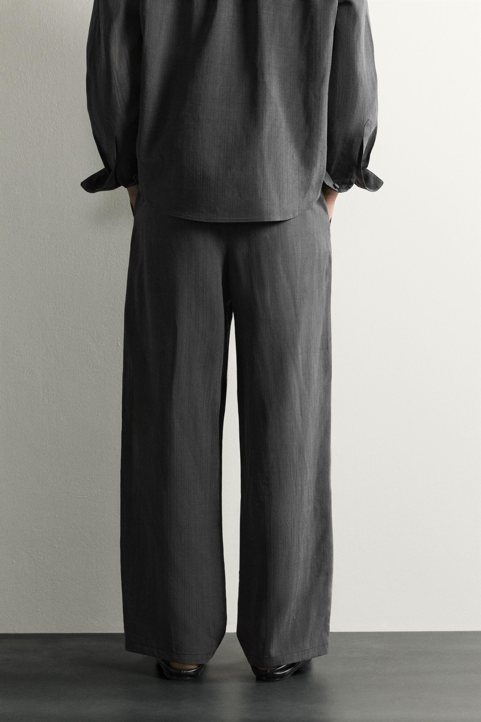 Мужские брюки Zara RELAXED FIT STRIPED FLOWY PANTS — фото 3