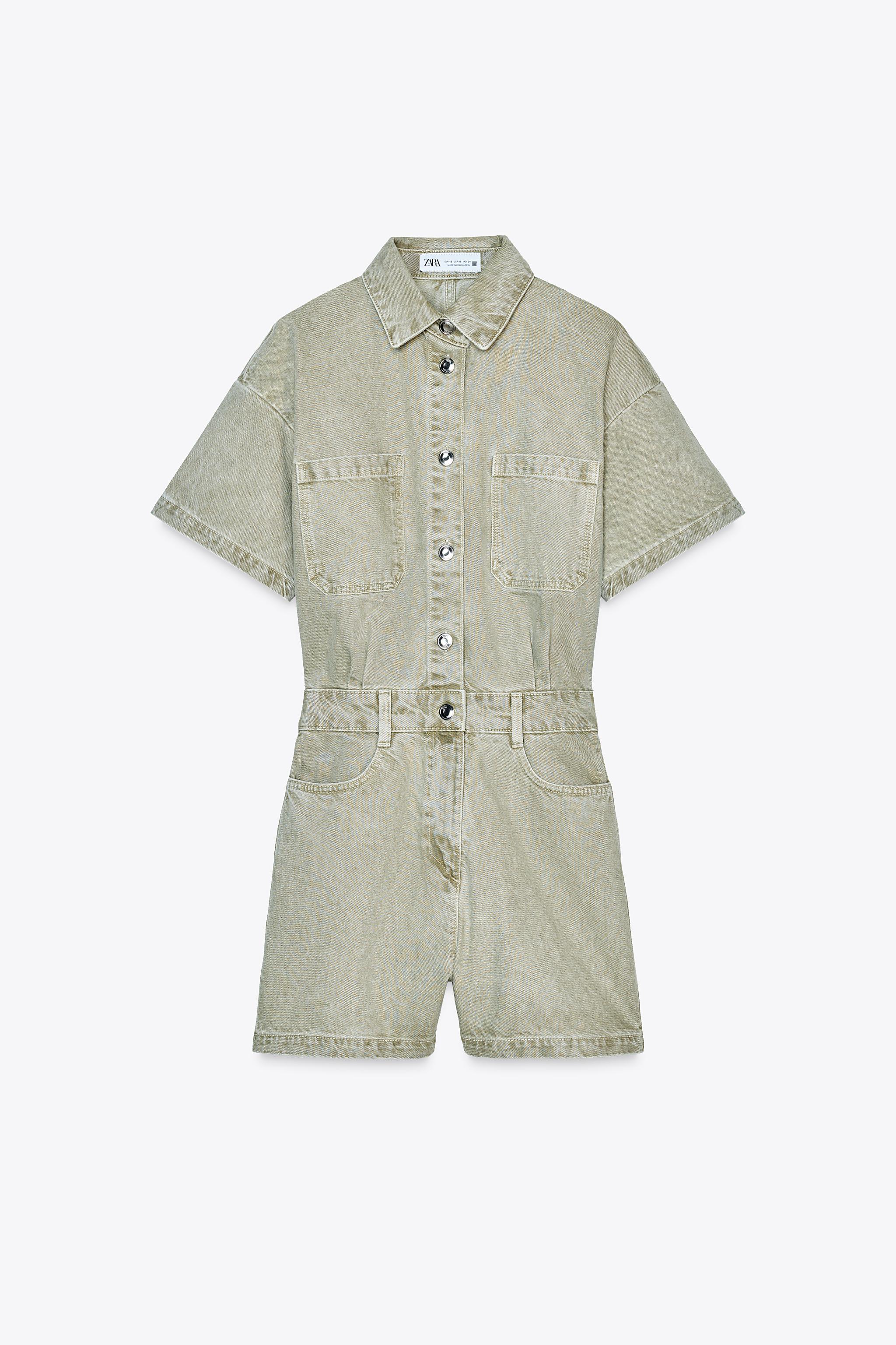 ZARA】ザラ XS 新品タグ付き コンビポプリンショートワンピース
