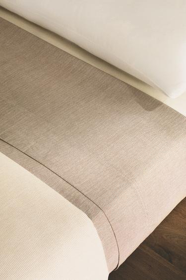 REVERSIBLE STRIPED FLAT SHEET - Beige by Zara - Image 5