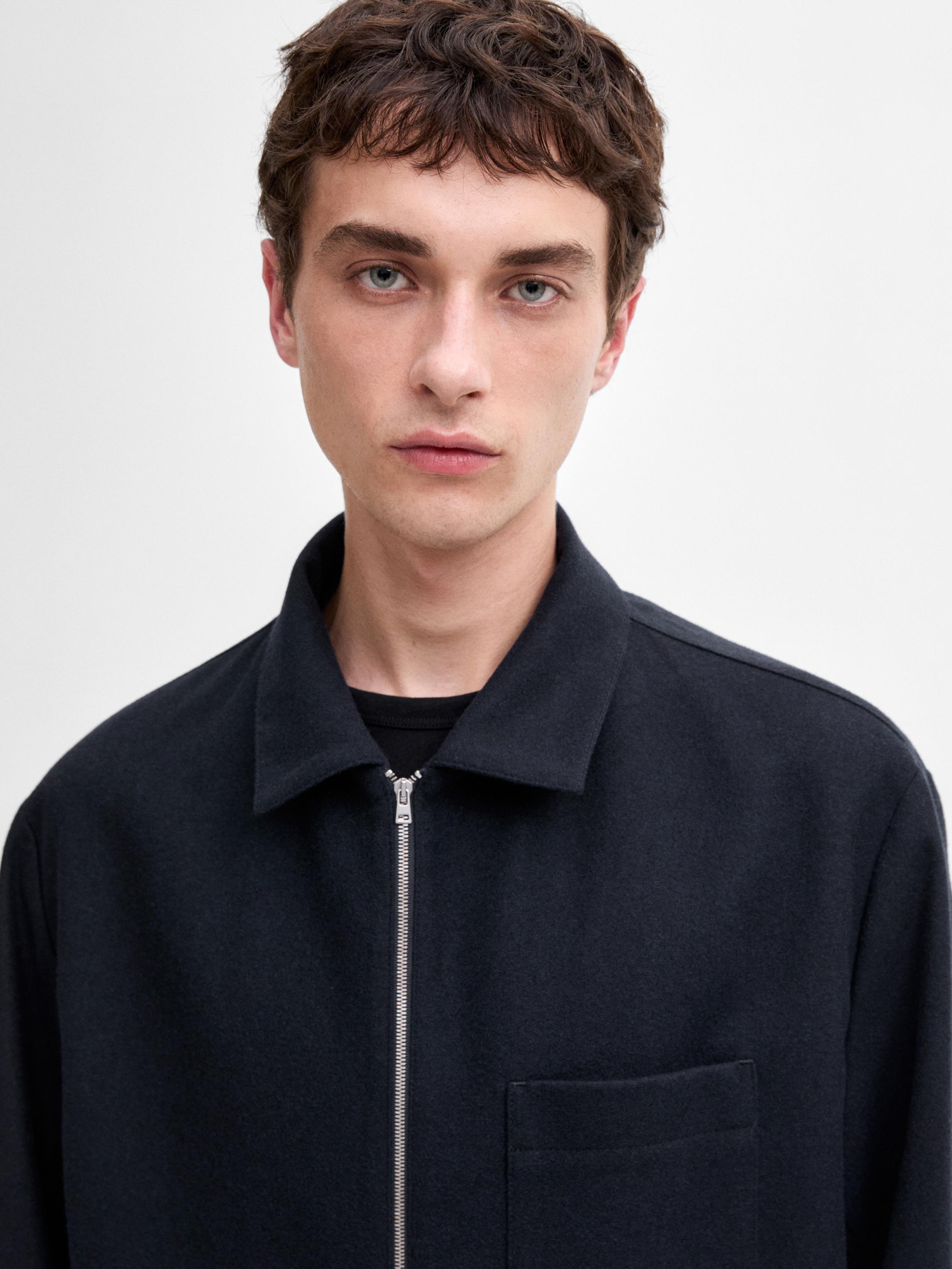 Wool-blend zip-up jacket - Navy blue | ZARA United States Wool-blend zip-up jacket - Navy blue | ZARA United States