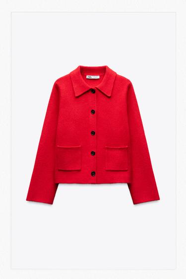 Zara SMOOTH KNIT CARDIGAN - Red