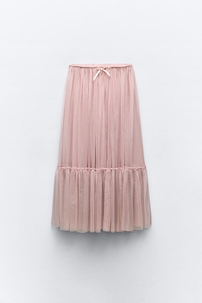 ミディ丈チュールスカート - パウダーピンク | ZARA Japan / 日本