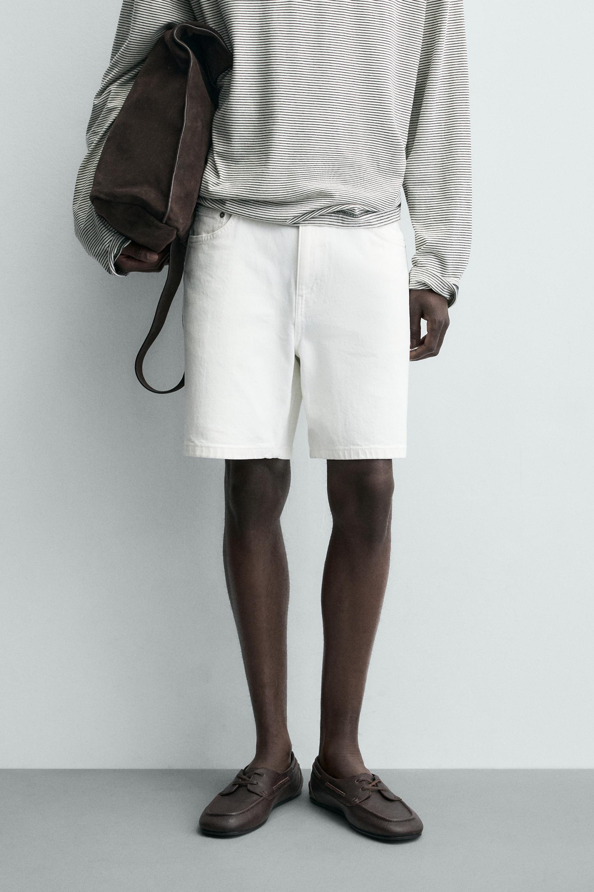 レギュラーフィットデニムバミューダパンツ - ホワイト | ZARA Japan