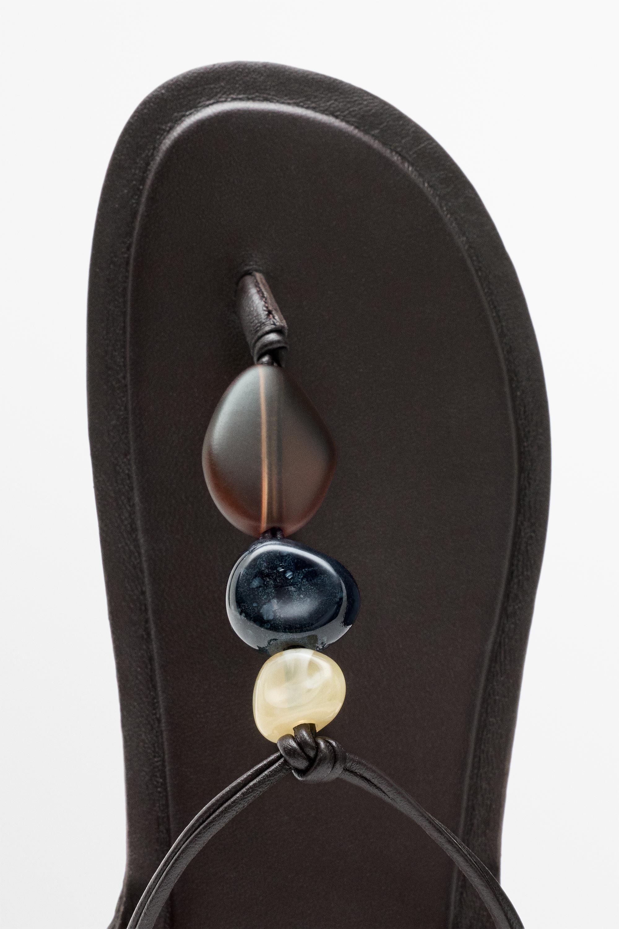 Flat slider sandals with stones