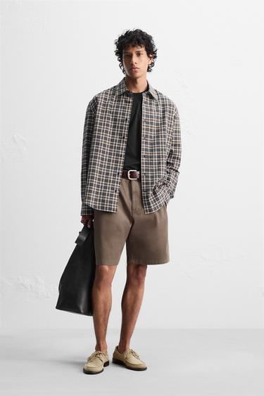 RELAXED FIT CHECK SHIRT - Anthracite grey by Zara - Image 0