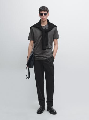 Zara Short sleeve melange T-shirt - Gray marl