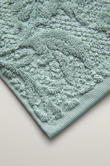 FLORAL JACQUARD BATH MAT — Sea green 2