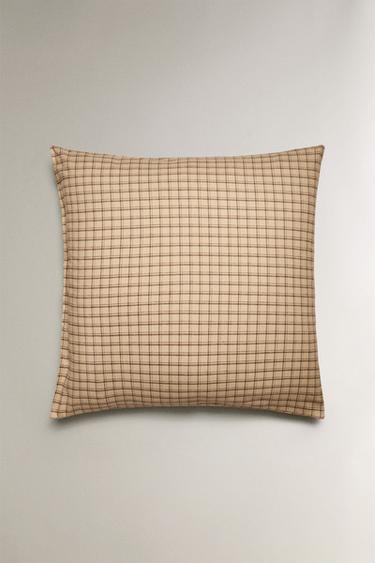 CHECK FLANNEL PILLOWCASE - Beige by Zara - Image 1
