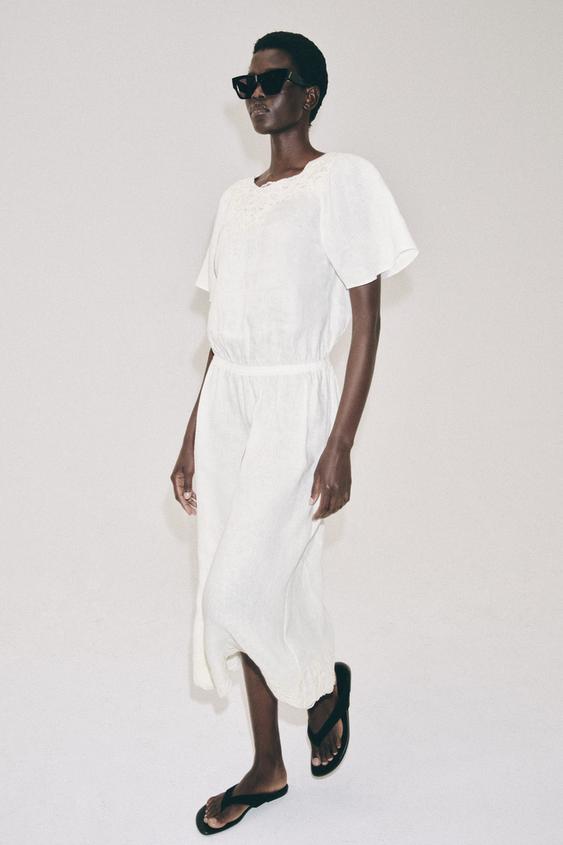 ZW COLLECTION LINEN CROCHET DRESS from Zara - $129