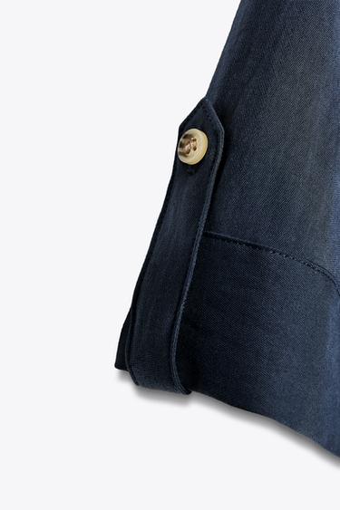 WIDE SHORT SLEEVE SHIRT - Navy blue by Zara - Image 8