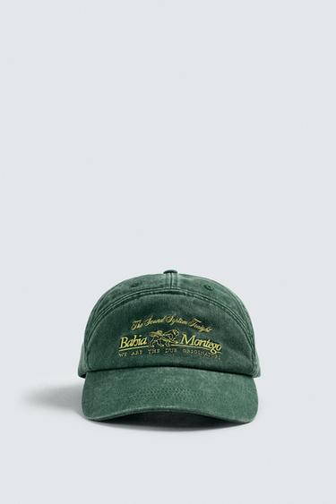 CASQUETTE DÉLAVÉE BRODERIE CONTRASTÉE - Vert de Zara - Image 4