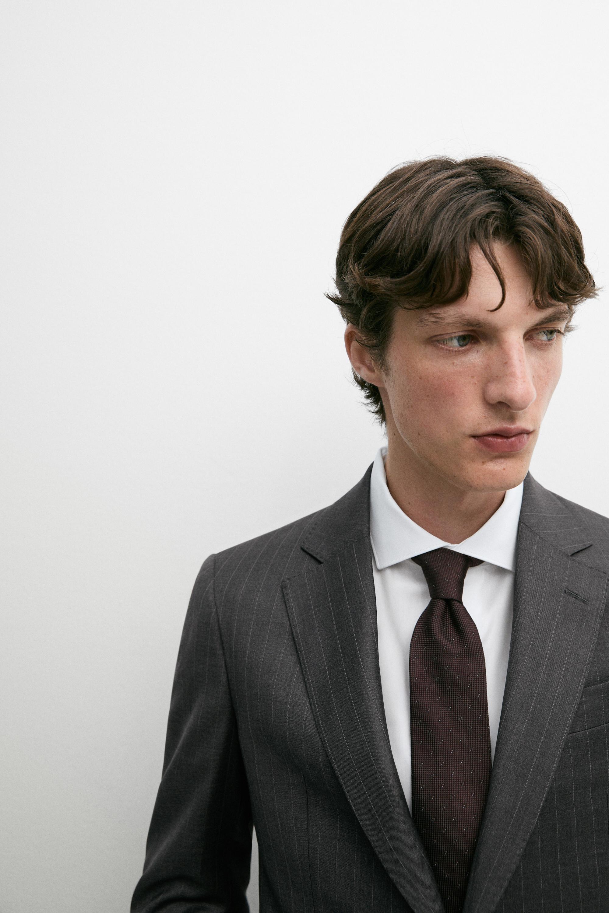 100% wool striped suit blazer