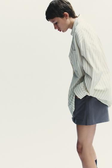 OVERSIZE SHIRT WITH TIE - White / Grey by Zara - Image 3