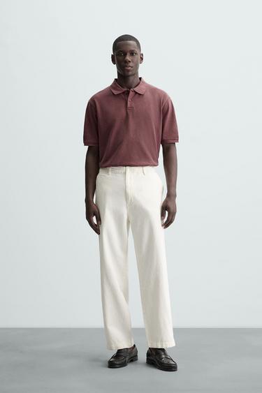 HERRINGBONE CHINO TROUSERS - Stone by Zara - Image 0