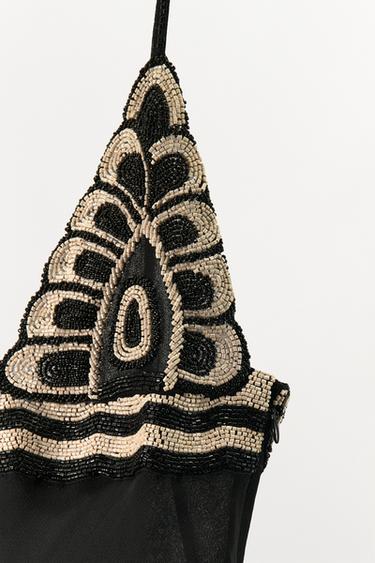 DRESS WITH BEADED STRAPS - Black by Zara - Image 8