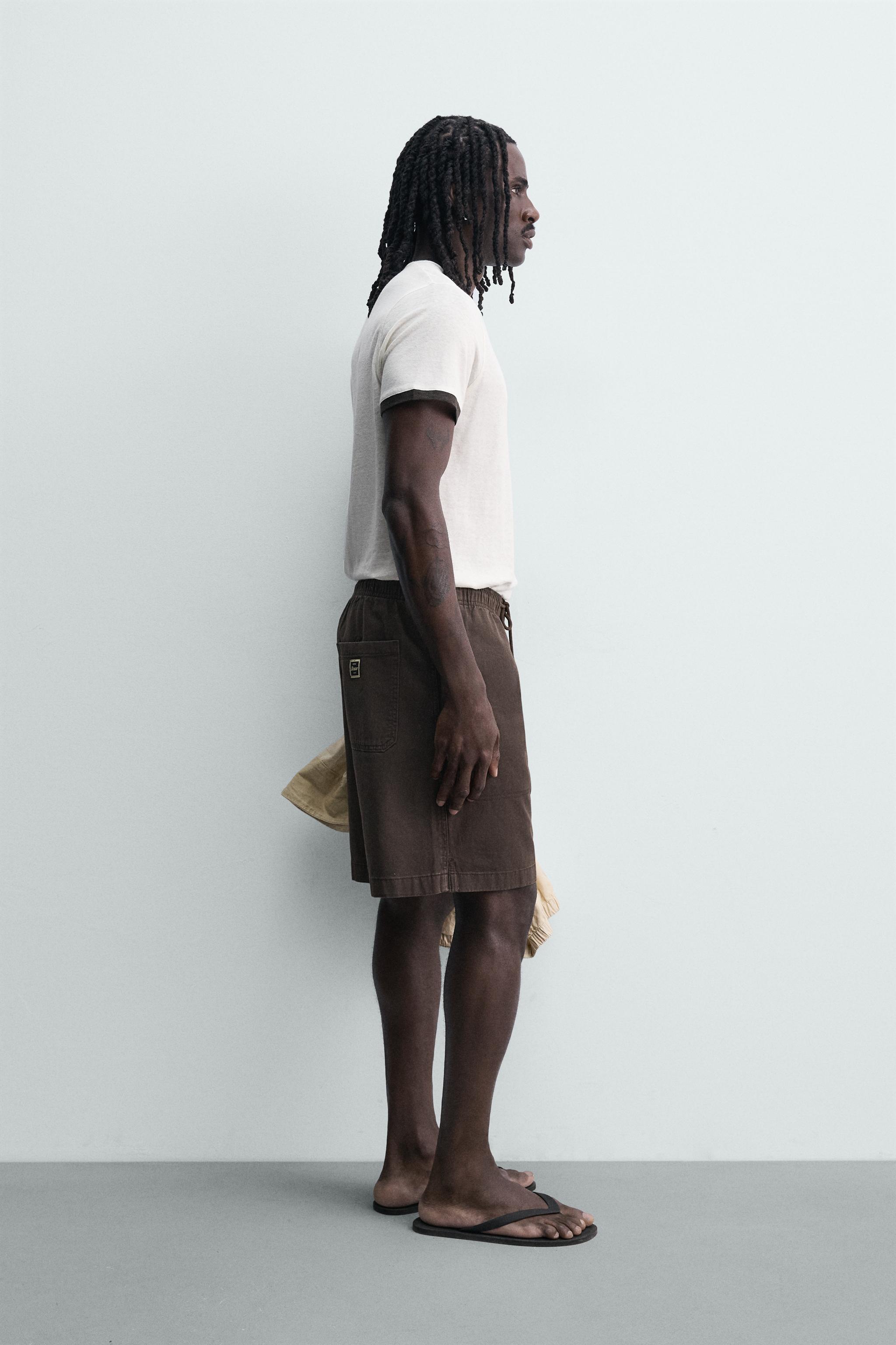 Zara YIKAMALI RELAXED FIT BERMUDA görsel 4