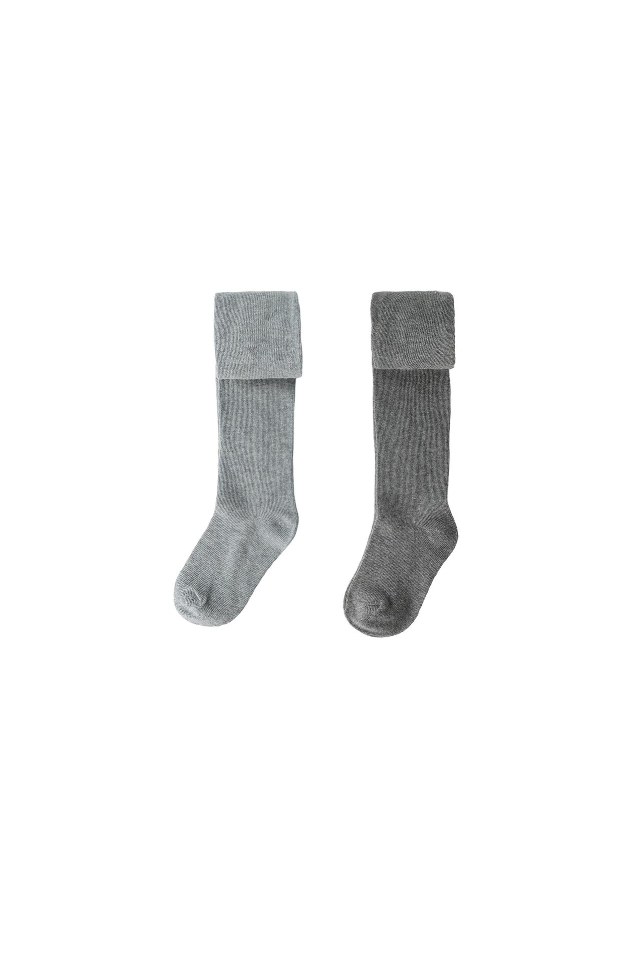 TWO-PACK OF PLAIN TIGHTS — Gray marl