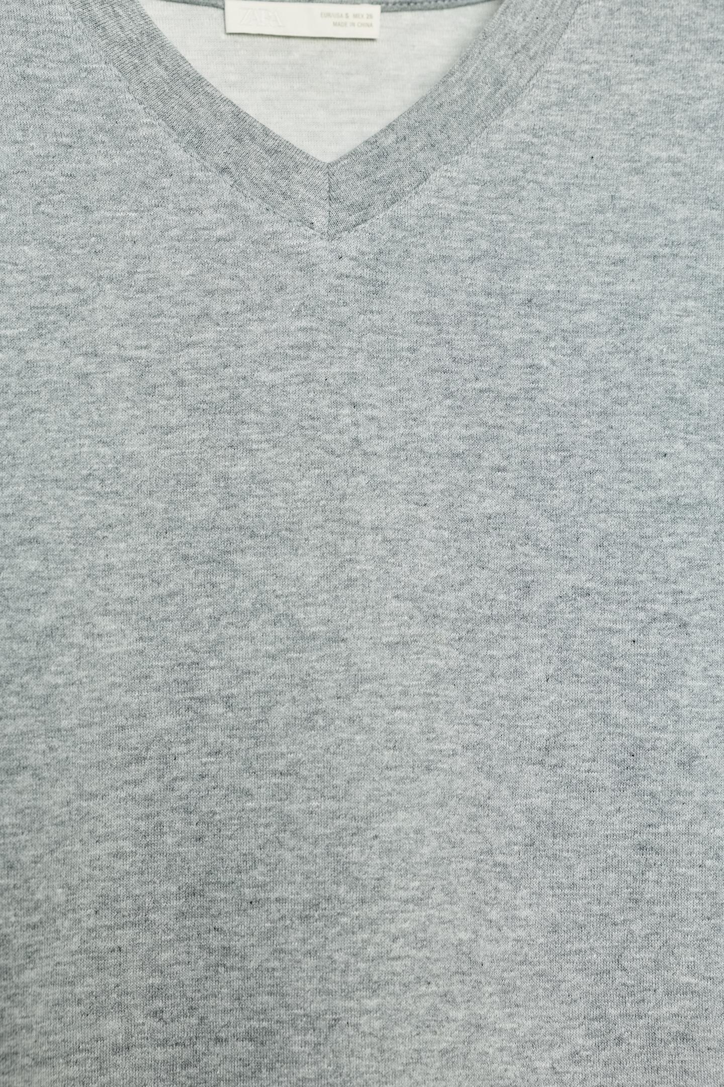 Женская футболка Zara V-NECK, цвет: Серый — фото 9