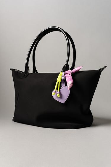 NYLON TOTE BAG WITH HEART CHARM - Black by Zara