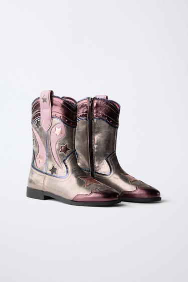 Vintage Nocona, bottes de cowboy en cuir gris effet vieilli Vintage Nocona, bottes de cowboy en cuir gris effet vieilli