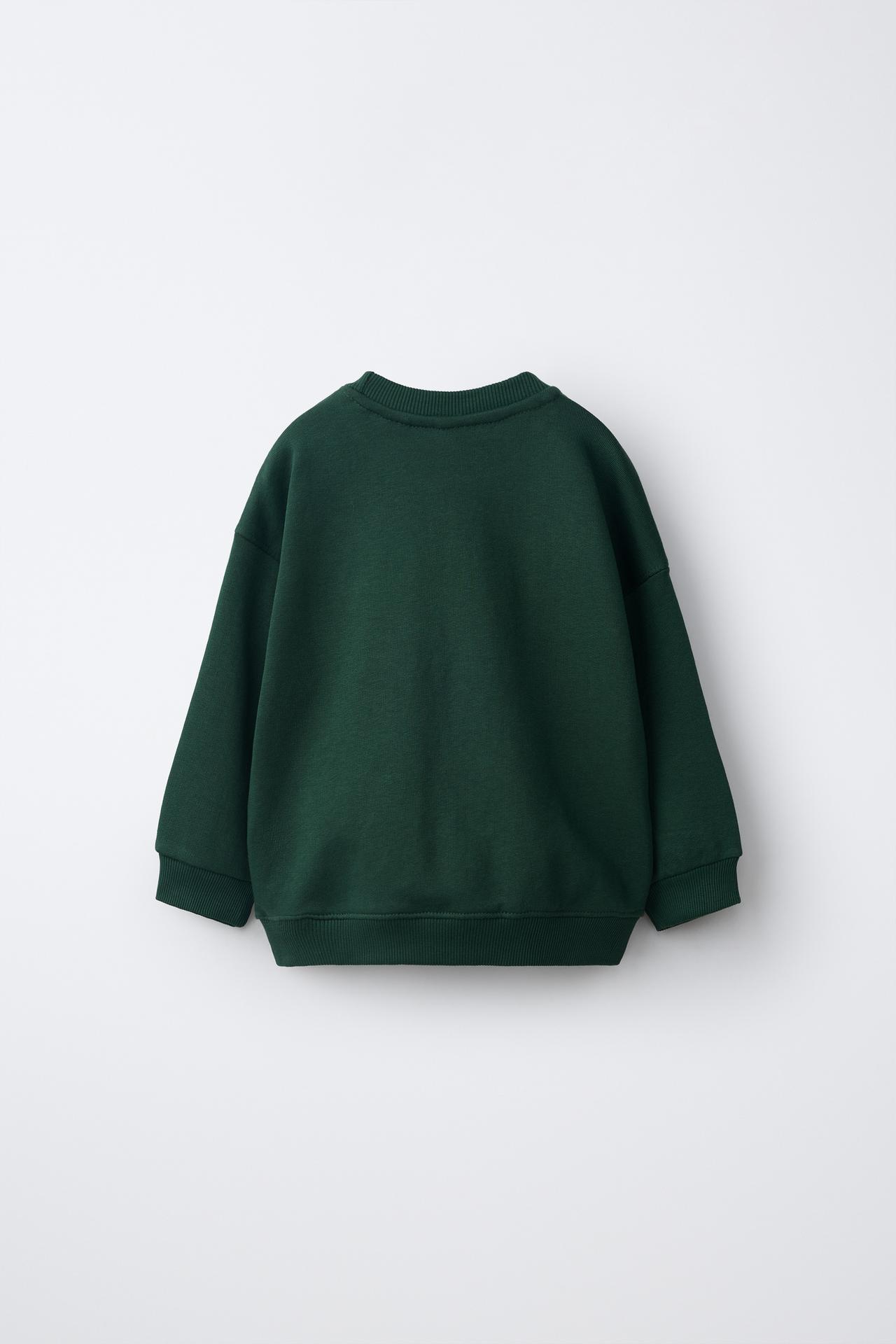 PLAIN SWEATSHIRT — Bottle green
