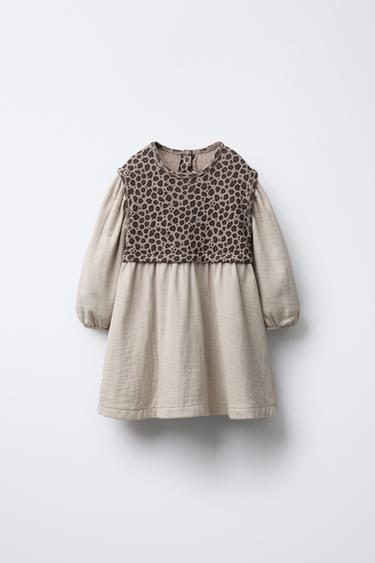 PRINTED CONTRAST DRESS - camel by Zara - Image 0