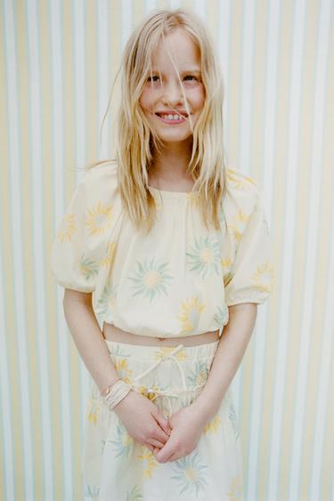 T-SHIRT COURT IMPRIMÉ - Écru de Zara