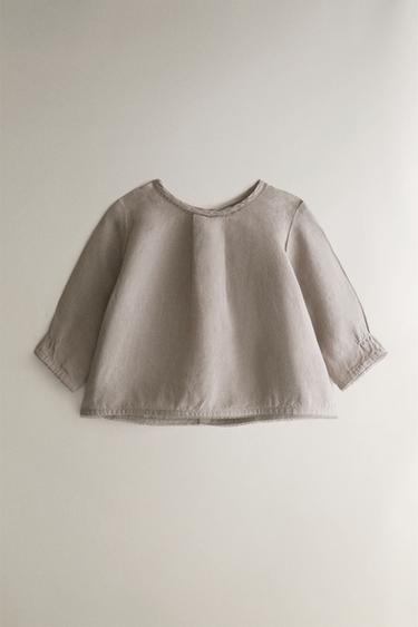 LINEN BABY SHIRT - Grey by Zara - Image 0
