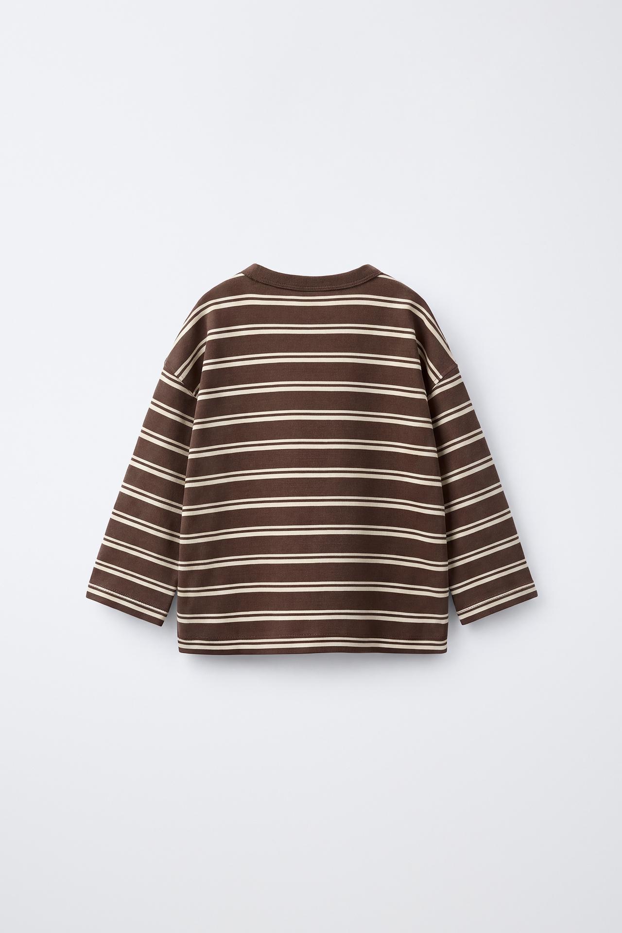 HEAVYWEIGHT STRIPED T-SHIRT — Brown