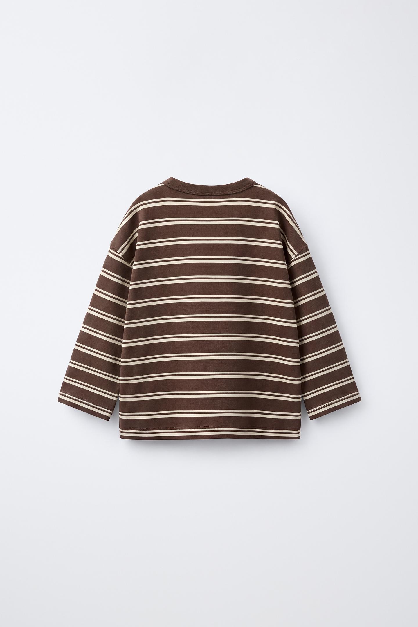 Детская футболка Zara Heavyweight Striped, цвет: Коричневый — фото 2