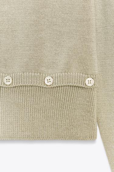 BUTTON DETAIL KNIT SWEATER - Beige by Zara - Image 10