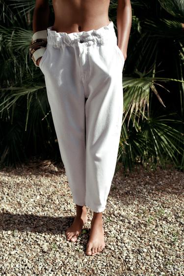 JEAN Z1975 BAGGY PAPERBAG TAILLE HAUTE - Blanc de Zara - Image 0