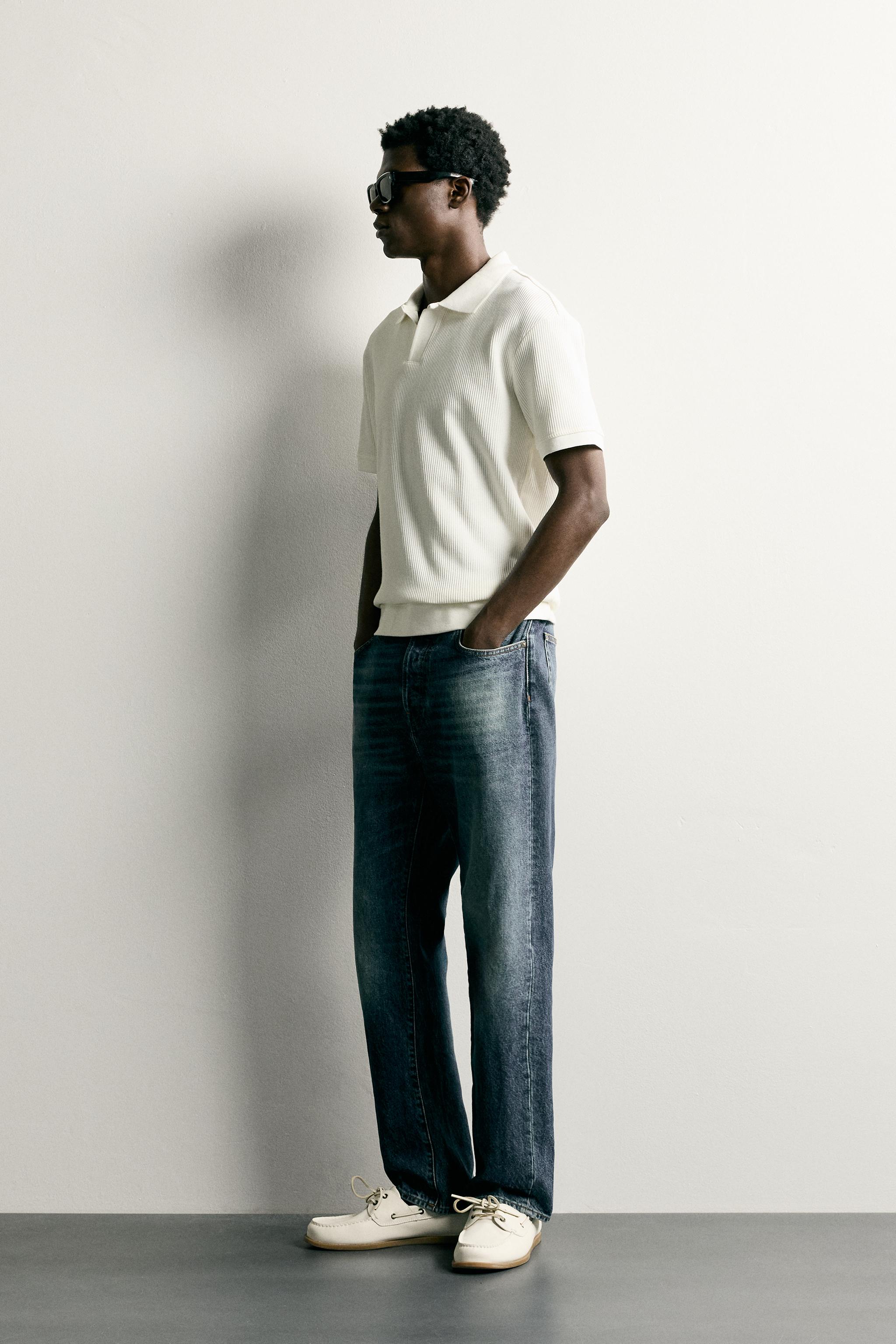 Zara DİKEY DOKULU POLO T-SHIRT görsel 4