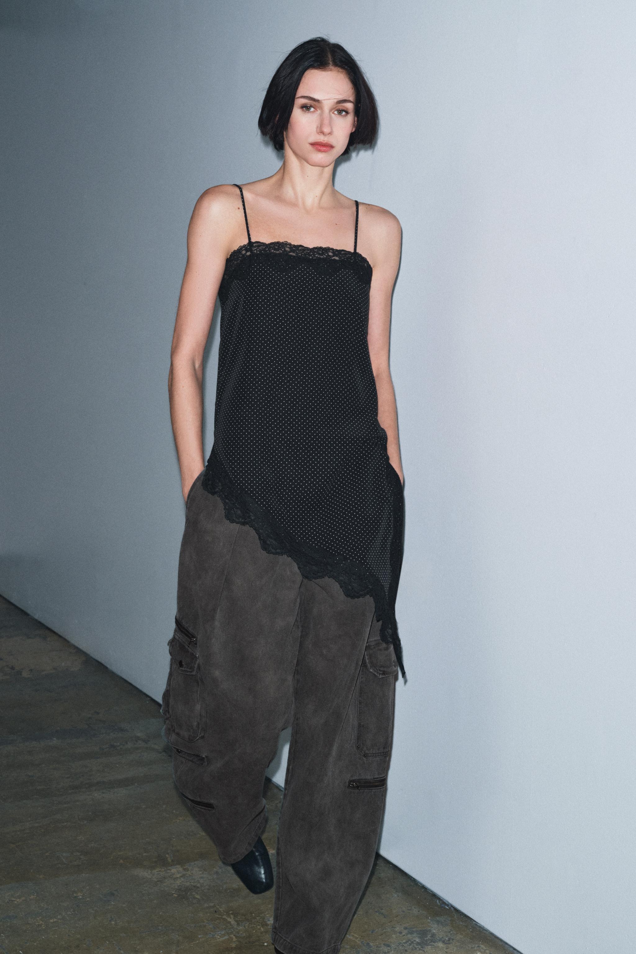 ASYMMETRIC POLKA DOT TOP ZW COLLECTION