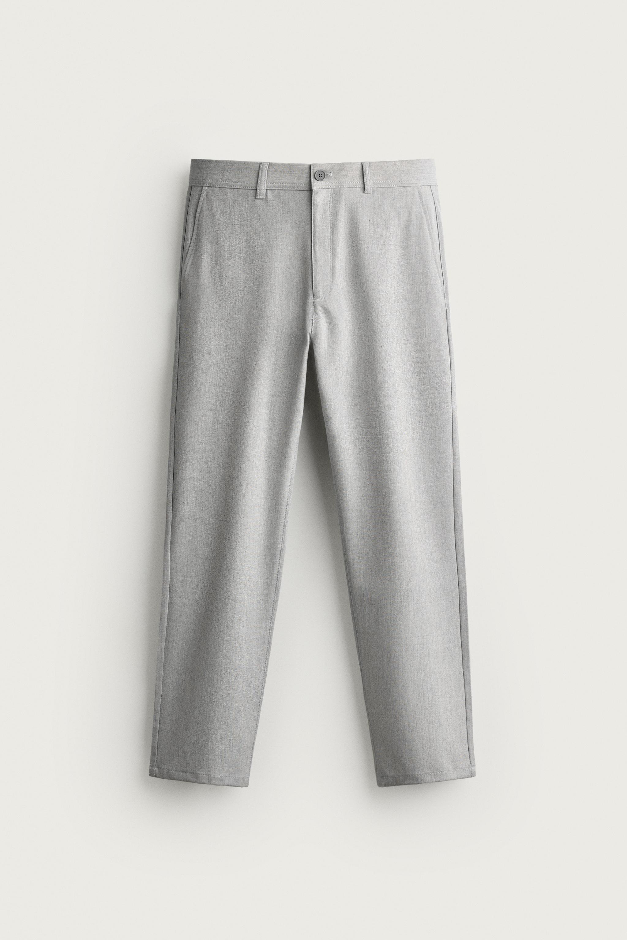 COMFORT STRUCTURED CHINO PANTS — Pearl gray