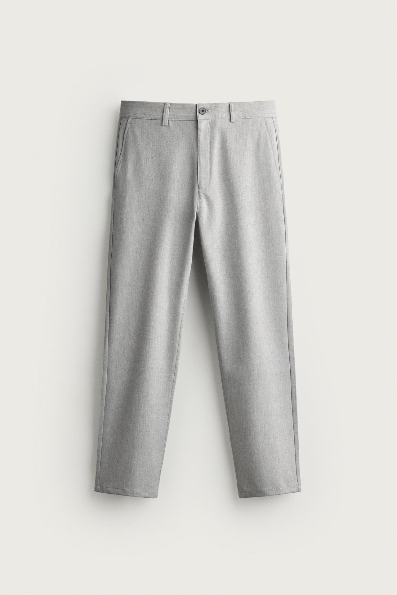 COMFORT STRUCTURED CHINO PANTS — Pearl gray