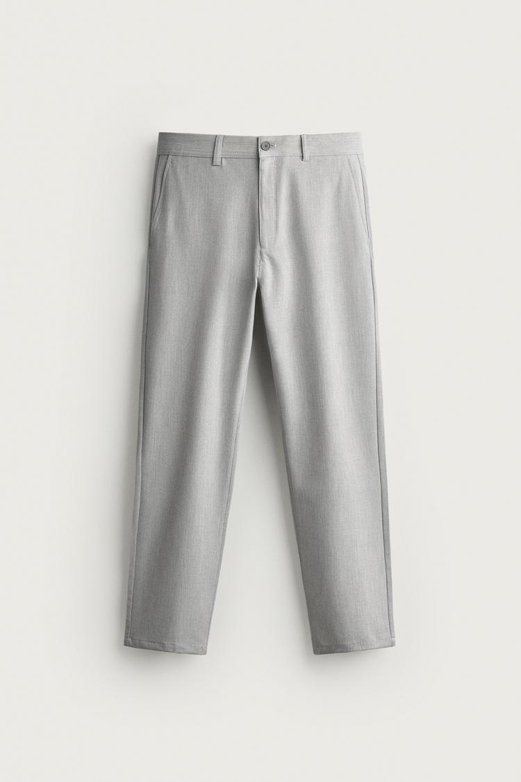 COMFORT STRUCTURED CHINO PANTS — Pearl gray
