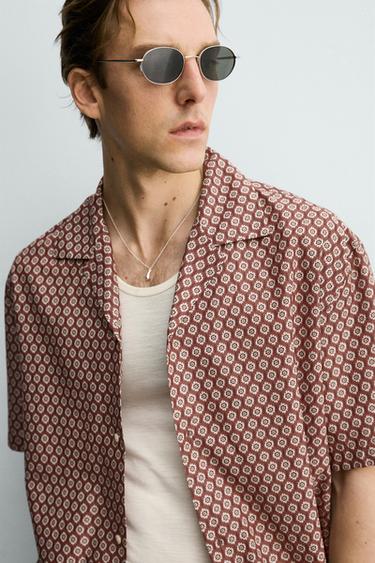 RELAXED FIT GEOMETRIC PRINT SHIRT - Brick by Zara - Image 5