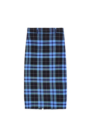 CHECK PENCIL SKIRT