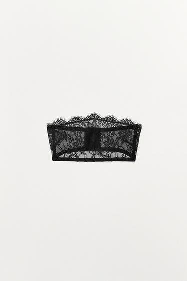 BRALETTE BANDEAU ENCAJE - Negro de Zara