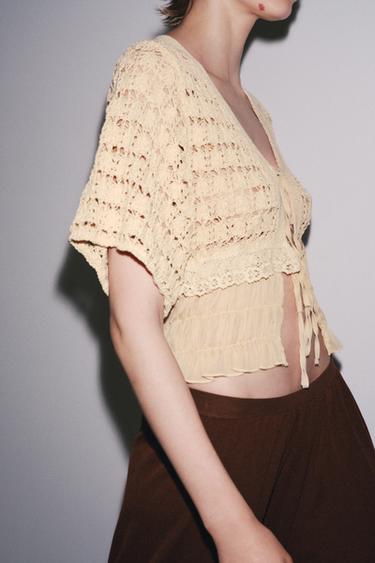 GILET COMBINÉ EN MAILLE - Abricot de Zara - Image 3
