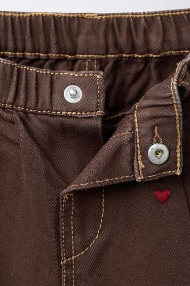 PANTALON EN SERGÉ BALLON CŒURS - Marron de Zara - Image 2