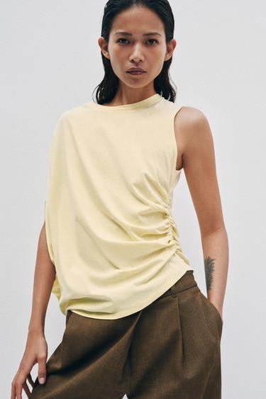 ASYMMETRIC DRAPED TOP - Yellow by Zara - Image 3