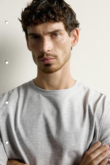 REGULAR FIT LONG SLEEVE T-SHIRT - Grey marl by Zara