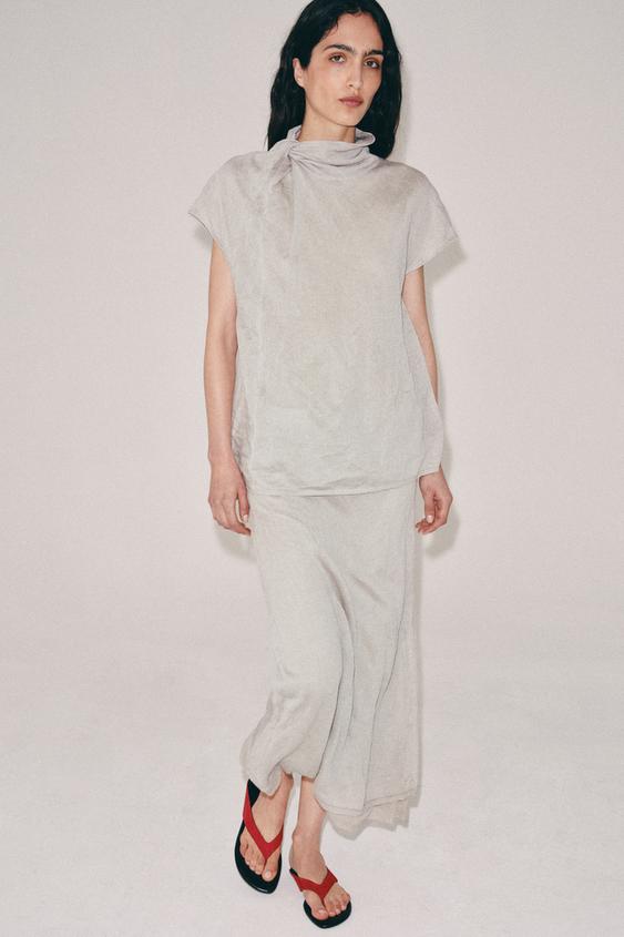 WRINKLED KNIT KNOT TOP from Zara - $49.90