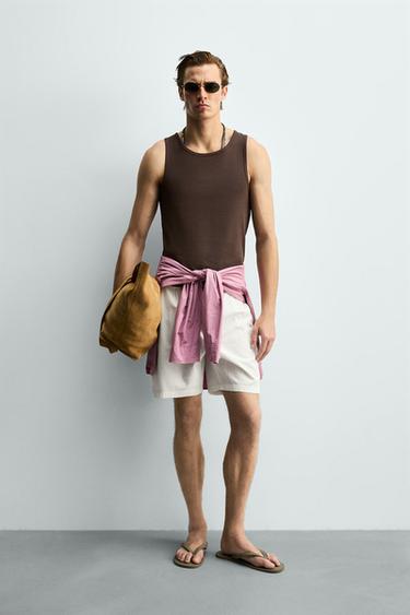 CAMISETA TANK RIB - Marrón-Azul de Zara - Imagen 0