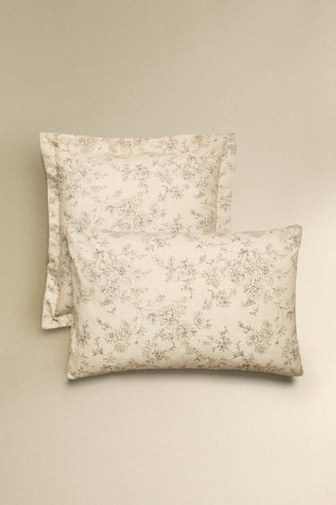 TAIE D’OREILLER IMPRIMÉ FLORAL - Beige de Zara