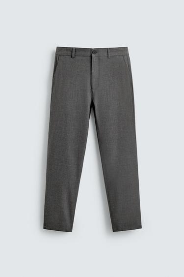 COMFORT TEXTURED CHINO TROUSERS - Grey / Natural by Zara