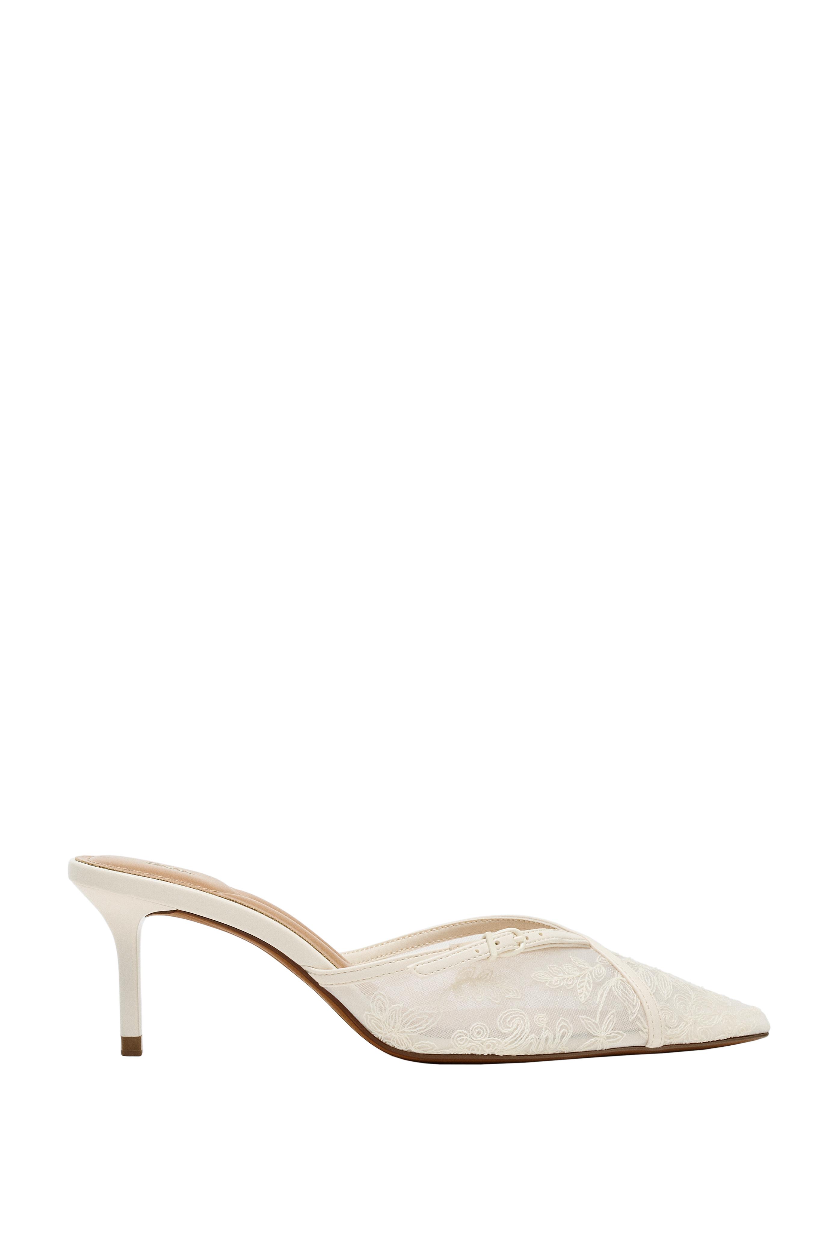 EMBROIDERED MESH HEEL SANDALS - White | ZARA Turkey