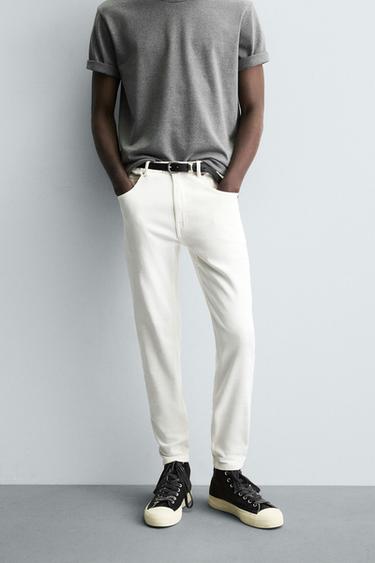 CROPPED SKINNY FIT JEANS - Oyster-white by Zara